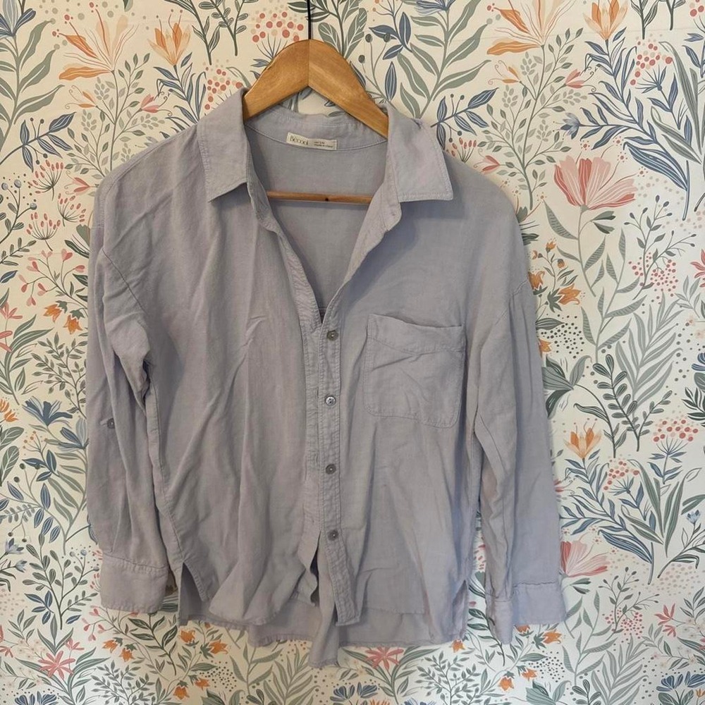 Becool Light Blue Long Sleeve Button Down Top